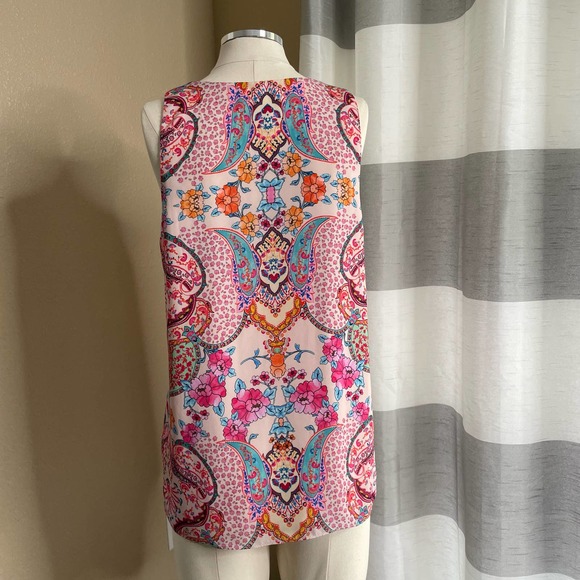 Tabitha Webb Sleeveless Blouse Tank Crepe Paisley Floral M - Picture 5 of 7